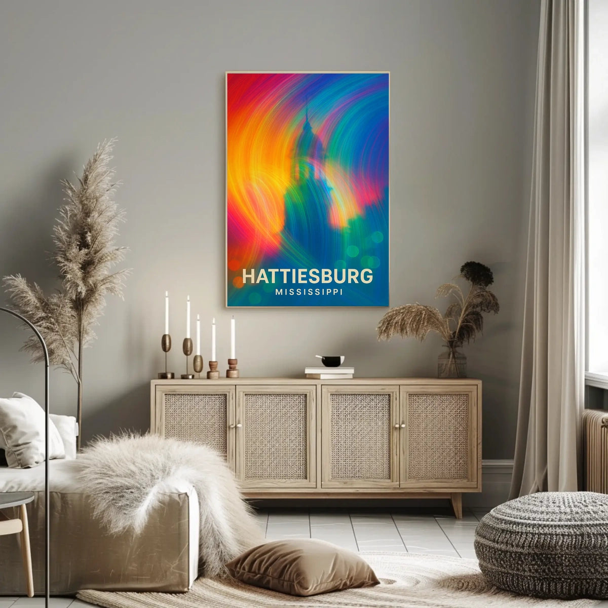 Hattiesburg Mississippi Cityscape Realism Travel Poster