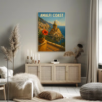 Amalfi Coast Poster Wall Art for Coastal Home Decor
