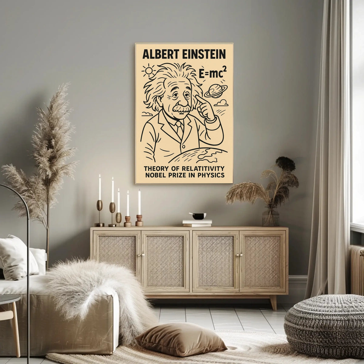 Albert Einstein Relativity Educational Curious Minds Poster
