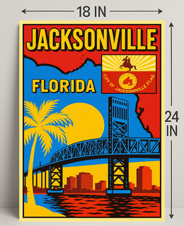 Jacksonville, Florida Cityscape Art Poster PosterGoat