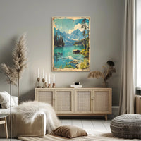 Serene Mountain Lake Travel Poster Landscape Print