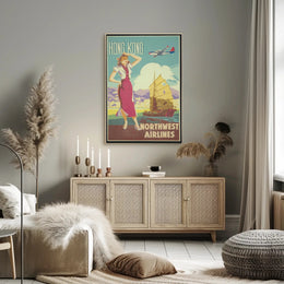 Northwest Airlines Hong Kong Travel Poster PosterGoat