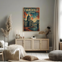 Evansville, Indiana Architectural Poster