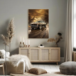 Classic Muscle Car at Sunset Poster PosterGoat
