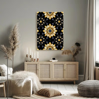 Golden Floral Elegance Wall Art Print