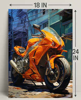 Vibrant Urban Motorcycle Poster PosterGoat
