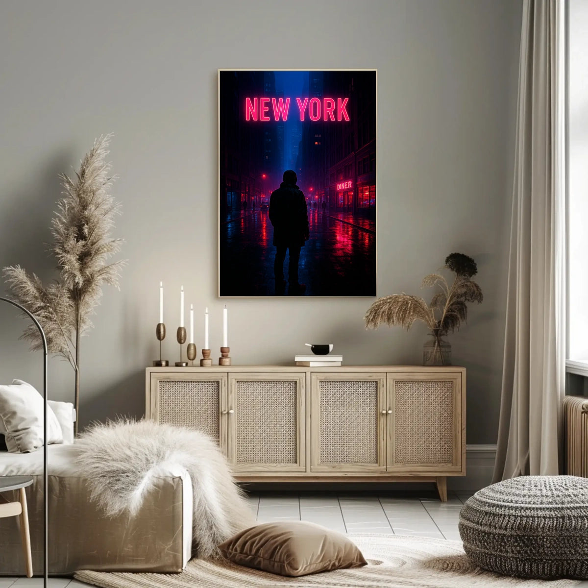 Neon Nights In New York Poster
