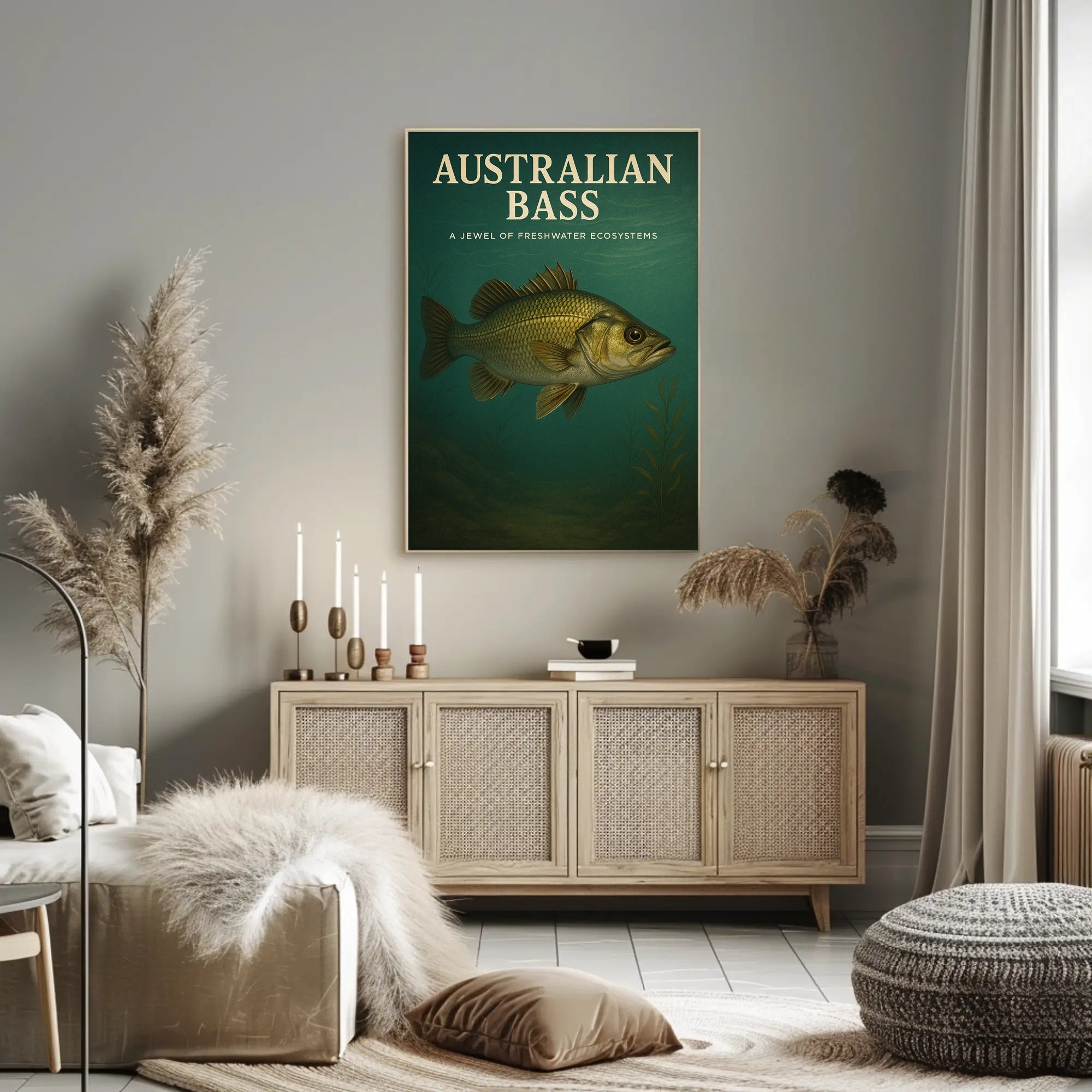 Australian Bass Ecosystem Art Educational or Infographic Poster