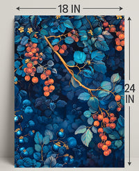 Vibrant Botanical Art: Enchanting Berry and Foliage Poster