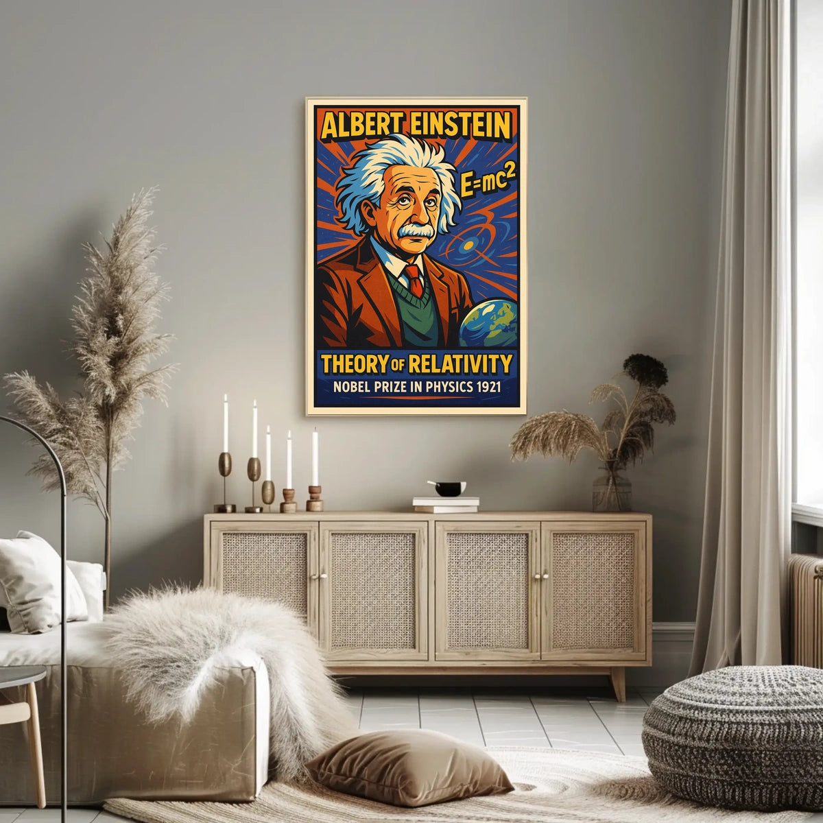 Albert Einstein Relativity Theory Timeless Cosmology Educational Vintage Science Decor Poster