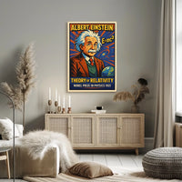 Albert Einstein Relativity Theory Timeless Cosmology Educational Vintage Science Decor Poster