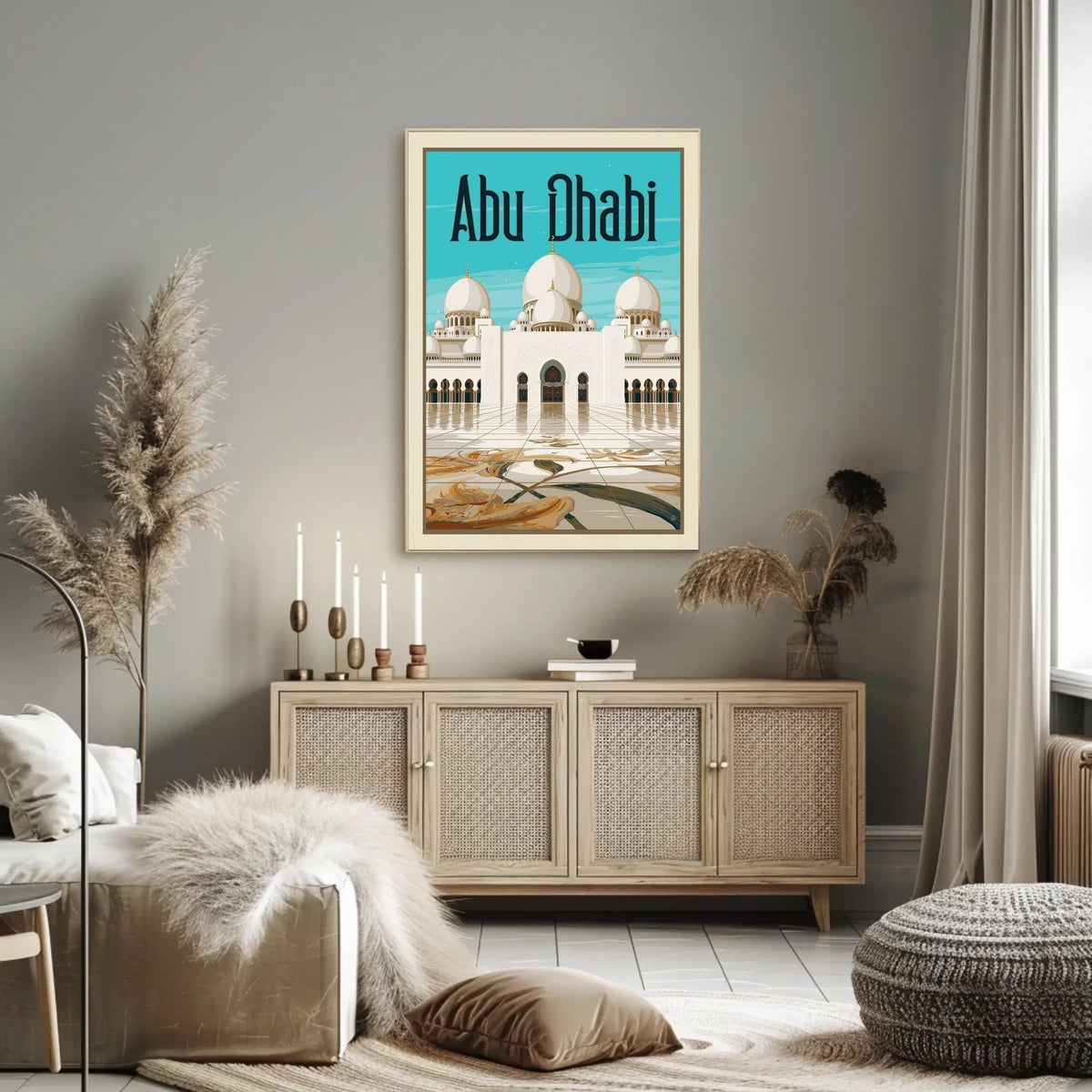 Abu Dhabi Sheikh Zayed Grand Mosque Elegance Travel Poster