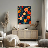 Elegant Floral Artwork on Dark Background - Artistic Poster