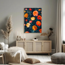 Elegant Floral Artwork on Dark Background - Artistic Poster