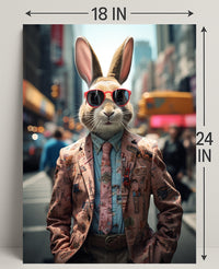 Stylish Rabbit In The City Poster