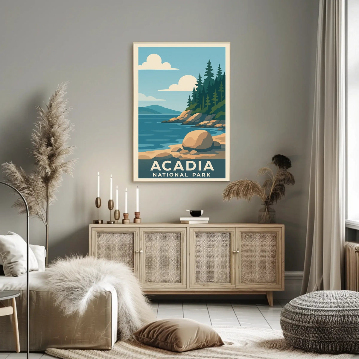Acadia National Park Vintage Wanderlust Poster