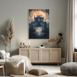 Haunting Gothic Mansion Moonlit Fantasy or Mythology Poster