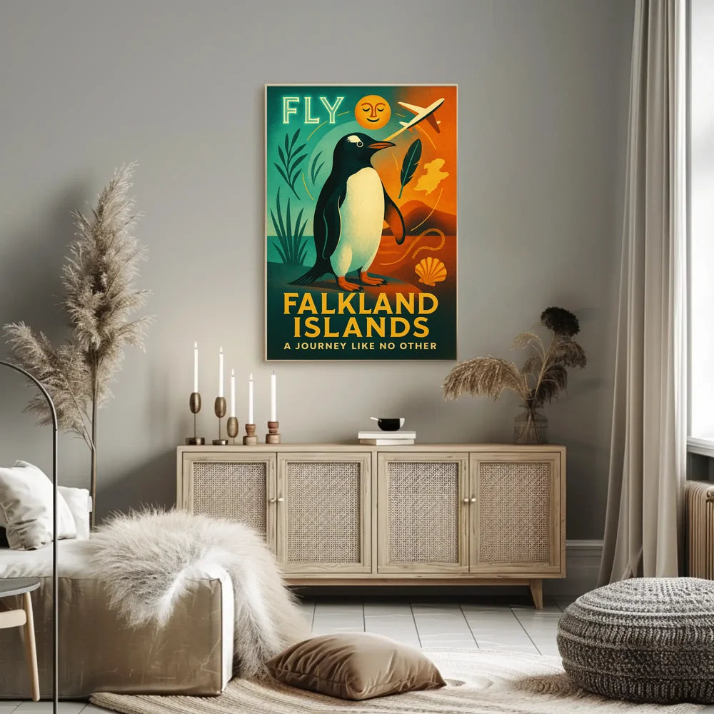 Fly to Falkland Islands Adventure Travel Poster PosterGoat