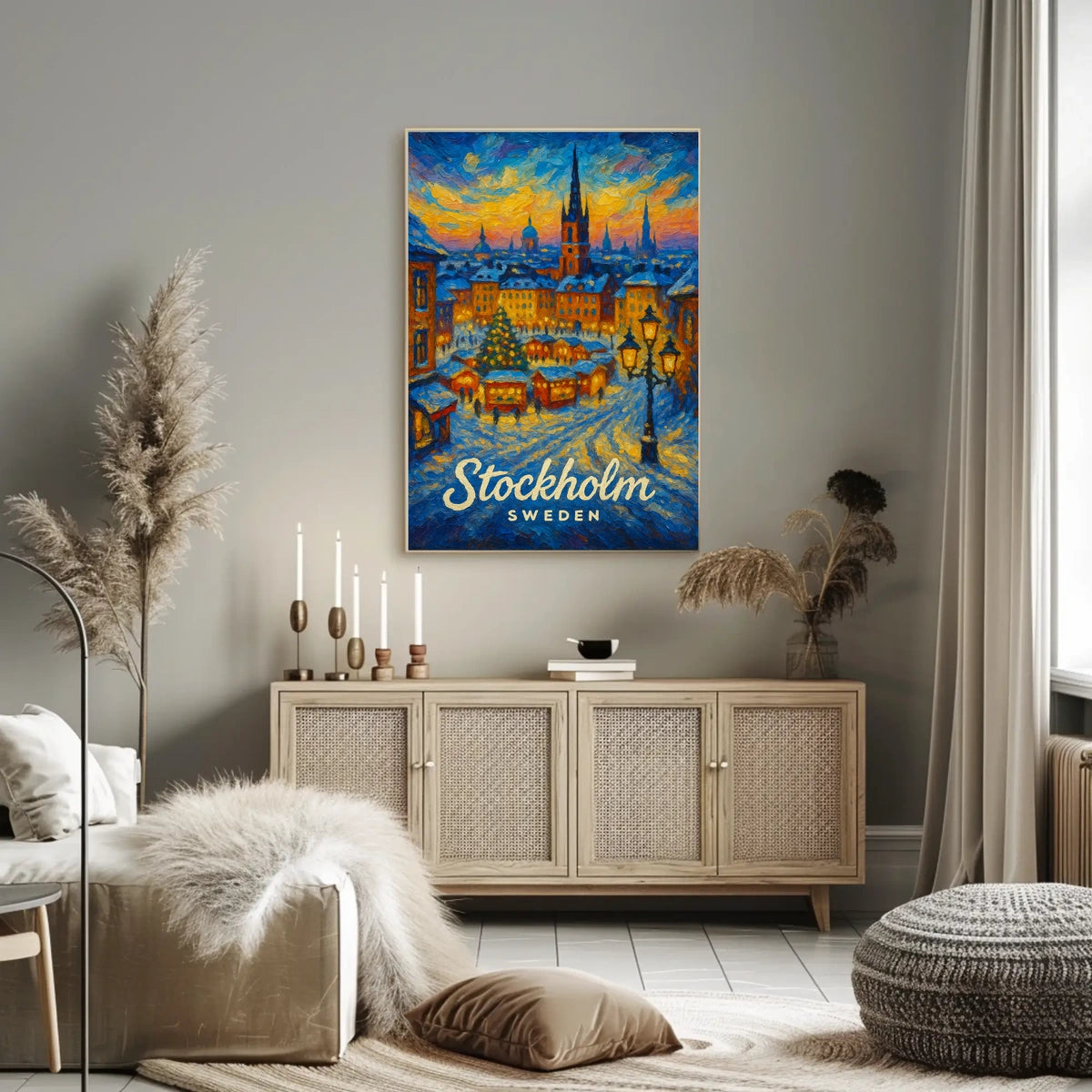 Stockholm Winter Wonderland Cityscape Inspiring Travel Lovers Cozy Scandinavian Art Poster