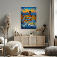 Stockholm Winter Wonderland Cityscape Inspiring Travel Lovers Cozy Scandinavian Art Poster