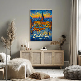 Stockholm Winter Wonderland Cityscape Inspiring Travel Lovers Cozy Scandinavian Art Poster