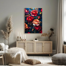 Roses and Stained Glass Artistic Poster