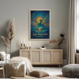 Enchanted Lake Superior: Dragon at Dusk Fantasy or Mythology Poster