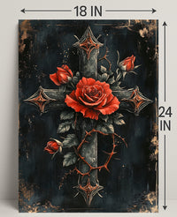 Roses And Cross Poster