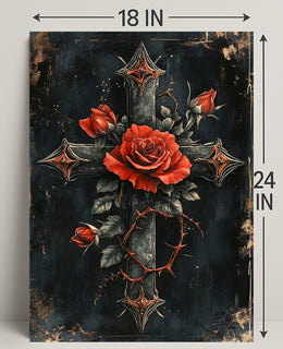 Roses And Cross Poster