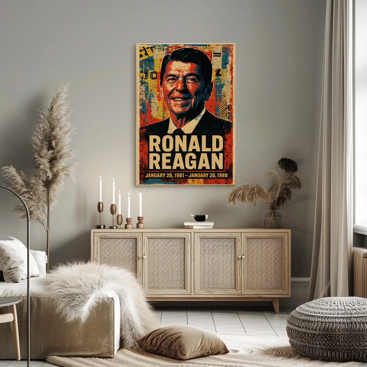 Ronald Reagan 40th President of the United States Street Art Mashup Poster