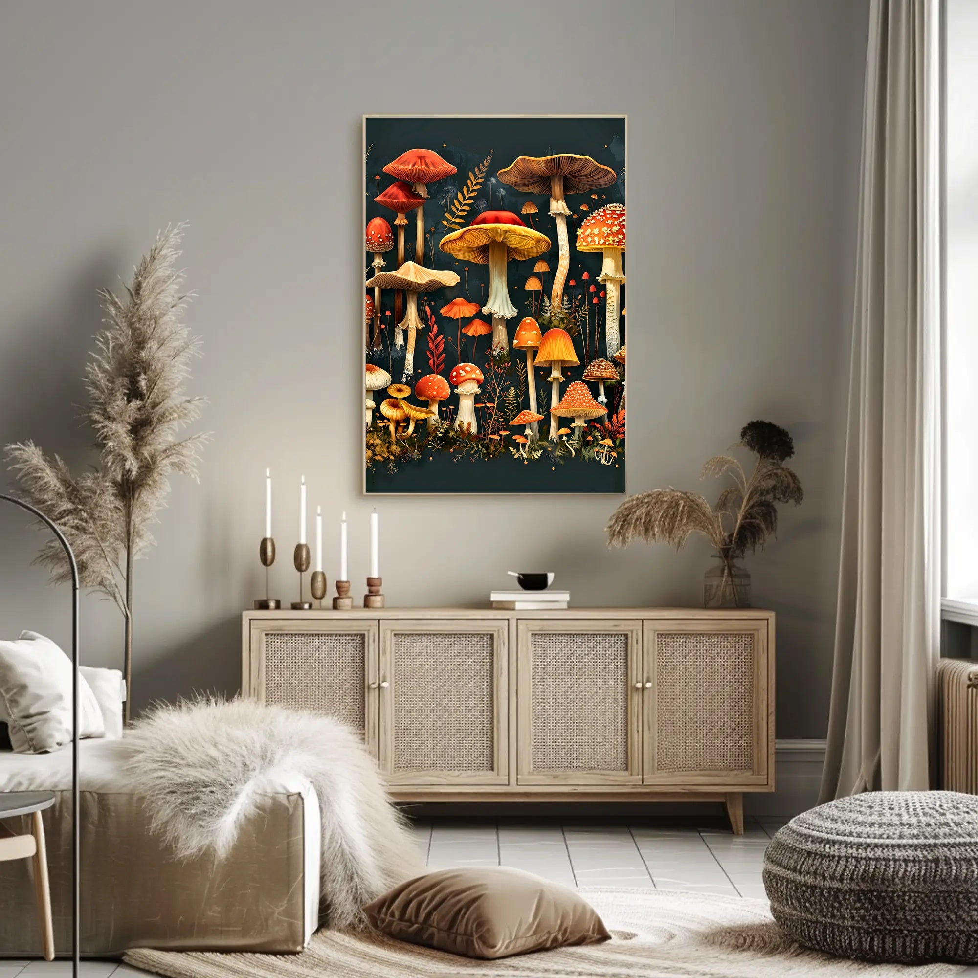 Enchanted Fungi Forest William Morris Art Poster