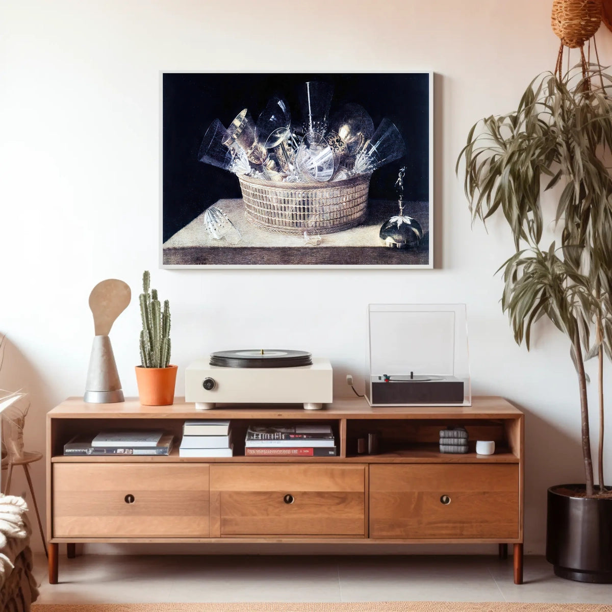 This poster features a classic still life painting with a focus on a Travel Poster