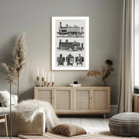 Vintage Locomotive Blueprint Poster PosterGoat