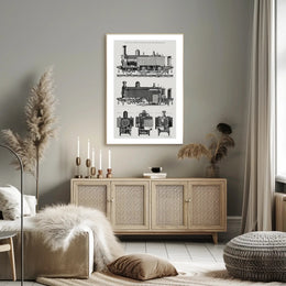 Vintage Locomotive Blueprint Poster PosterGoat