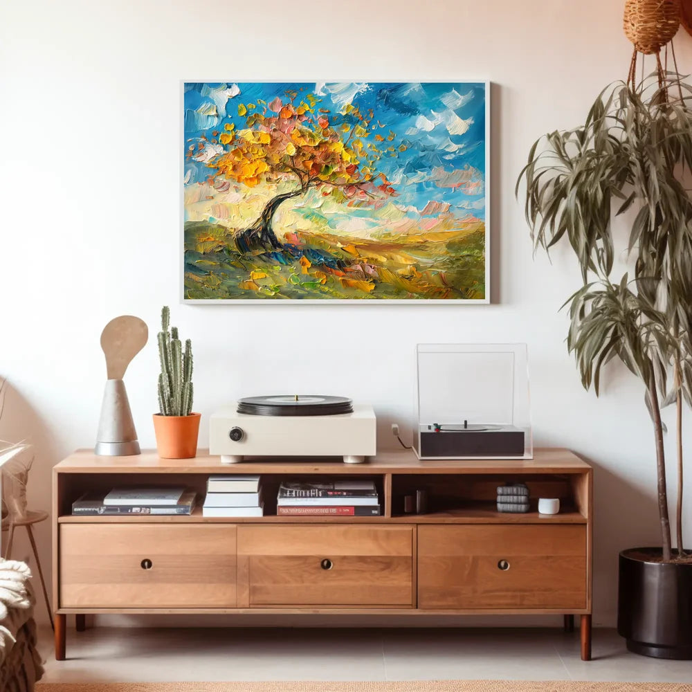 Vibrant Autumn Tree Impressionistic Art Poster Print