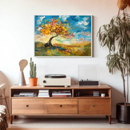 Vibrant Autumn Tree Impressionistic Art Poster Print