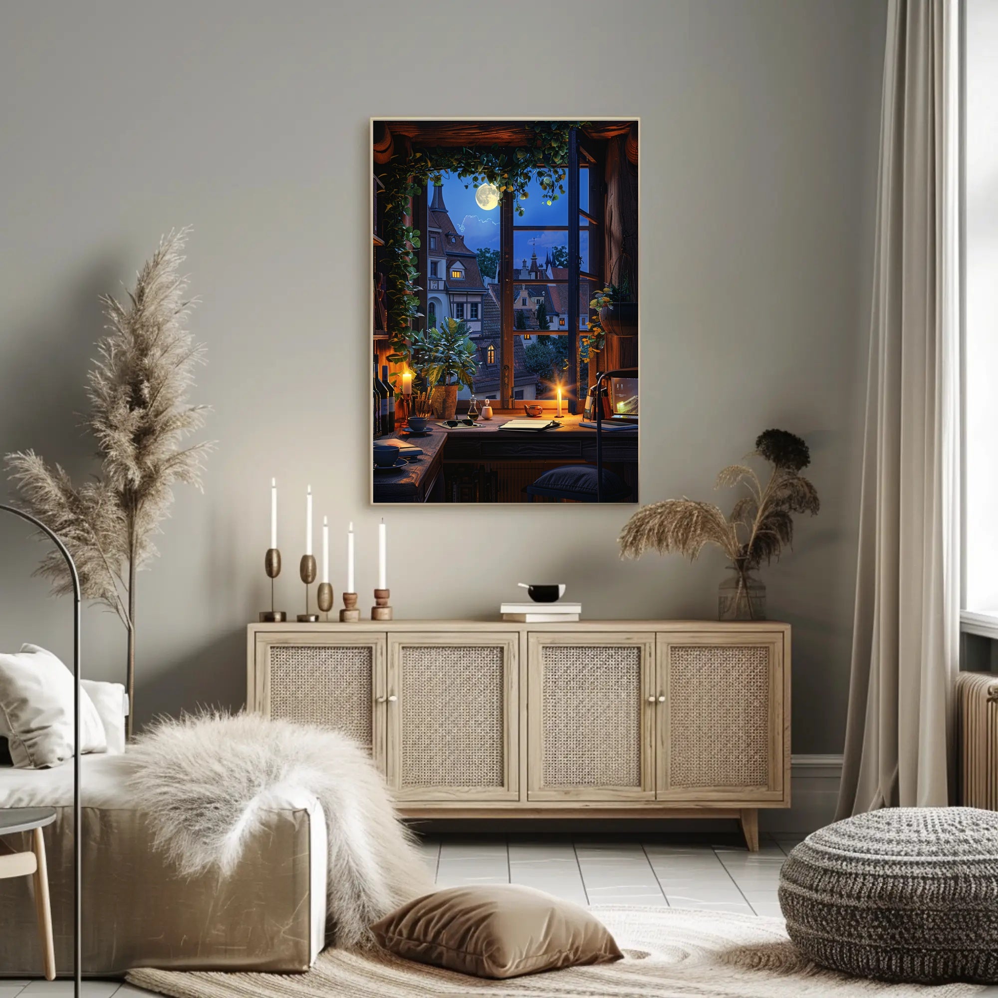 Medieval Fantasy Hooded Figure with Golden Medallion PosterGoat