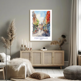 Portobello Street Scene Watercolor Urban or Cityscape Poster PosterGoat