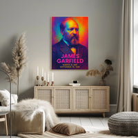 James A. Garfield 20th President of the United States Neon Gradient Overlay Poster