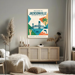 Jacksonville Cityscape Travel Poster PosterGoat