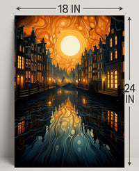 Dreamy Canal At Sunset Poster