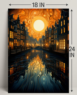 Dreamy Canal At Sunset Poster