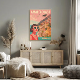 Amalfi Coast Vintage Travel Poster Wall Art Decor Print