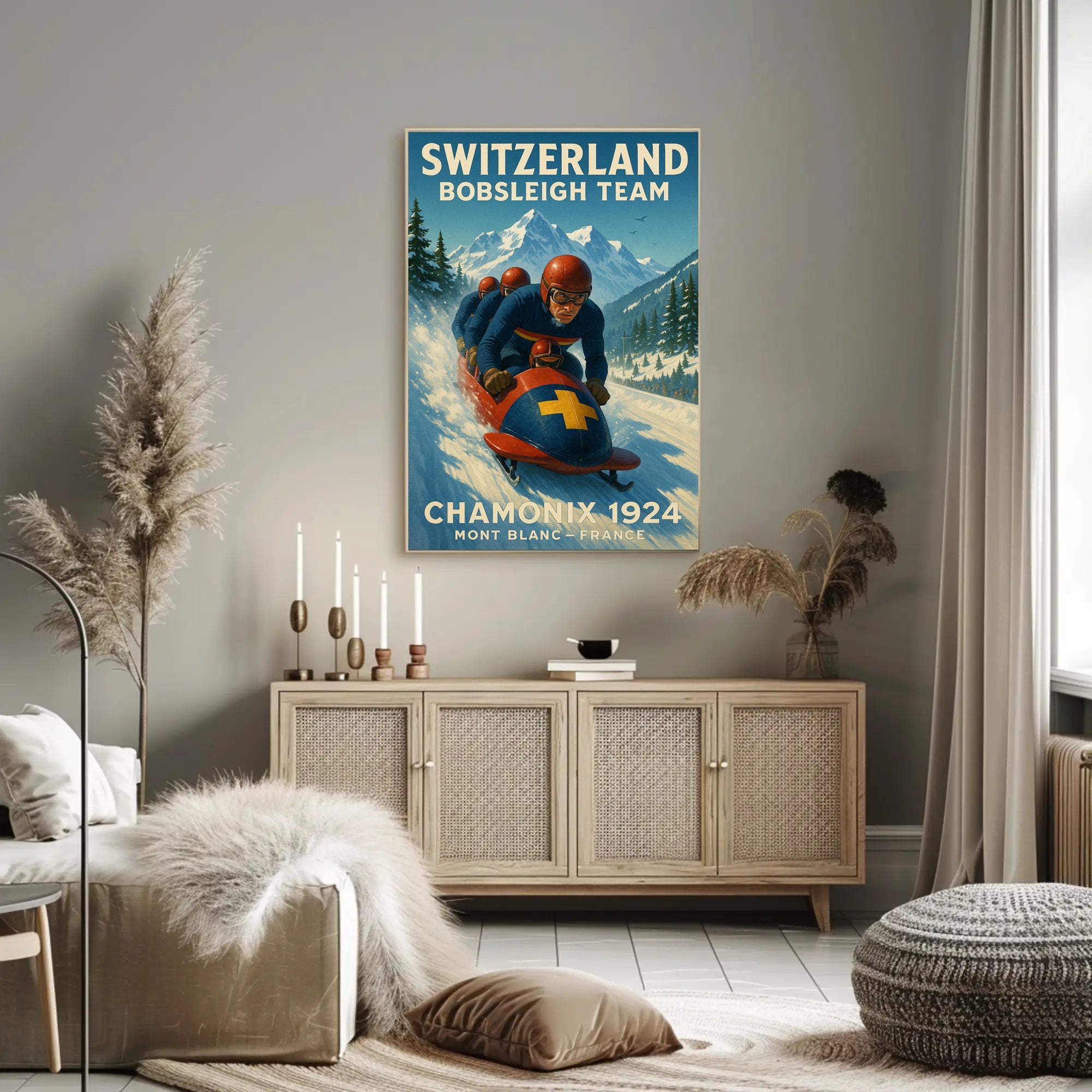 Switzerland Bobsleigh Team Chamonix 1924 Poster