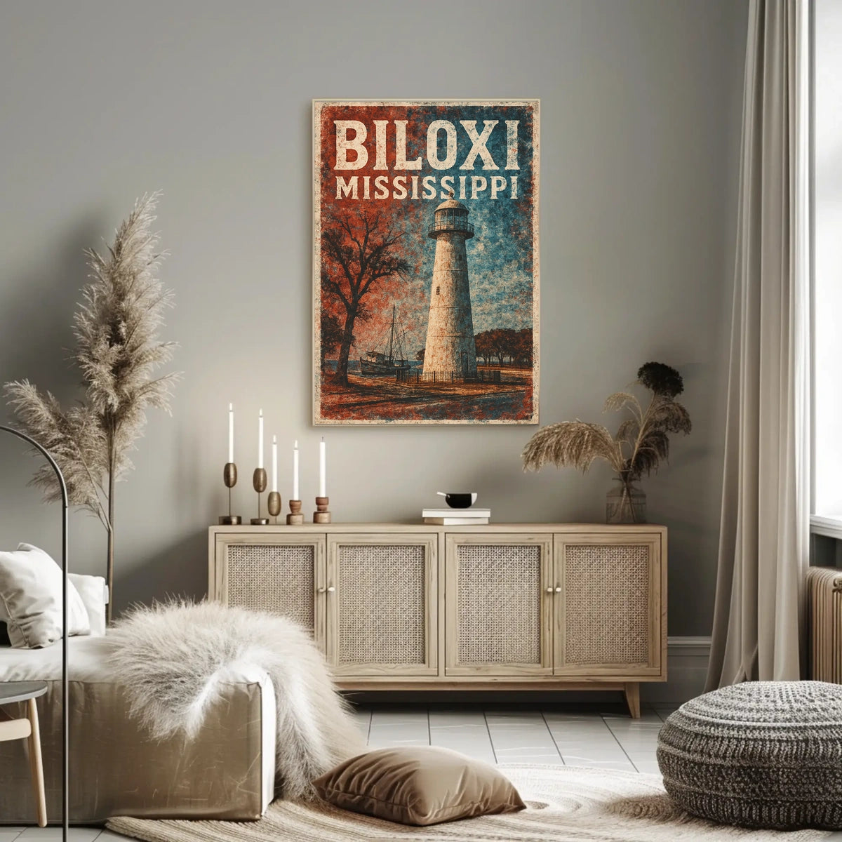 Biloxi Lighthouse Coastal Decor Photography Realism Poster