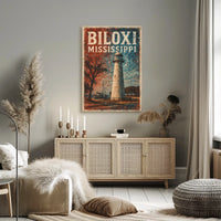 Biloxi Lighthouse Coastal Decor Photography Realism Poster