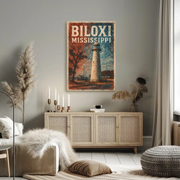 Biloxi Lighthouse Coastal Decor Photography Realism Poster