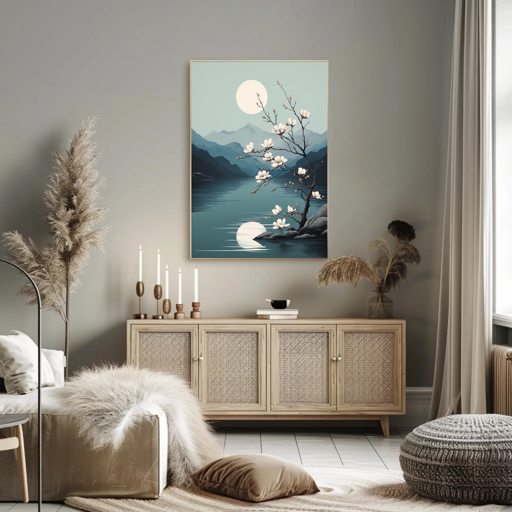Tranquil Moonlit Blossoms Poster