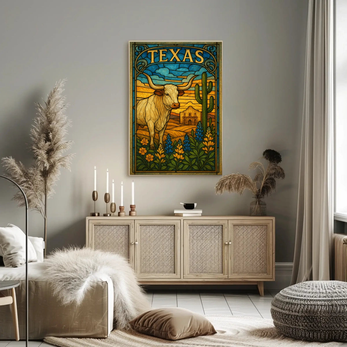 Texas Stained Glass Art Poster
