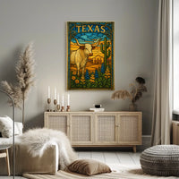 Texas Stained Glass Art Poster